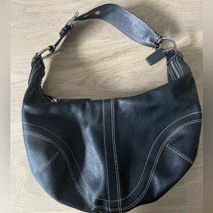 Vintage Black coach unused leather hobo bag